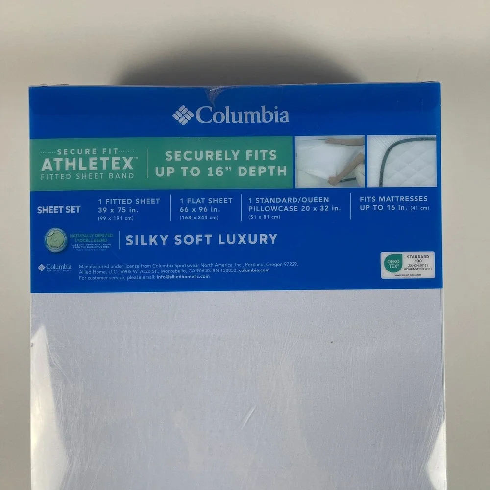 Columbia Silky Soft Luxury Twin Sheet Set Blue Lyocell Blend 3 Piece 16in Depth